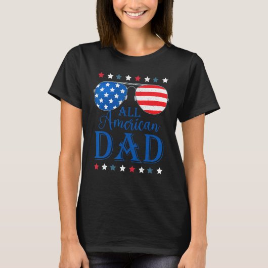 Father Day All American Dad Patriotic USA Flag 4t T-shirt (Voorkant)