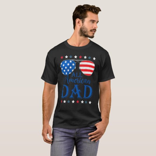 Father Day  All American Dad Patriotic USA Flag 4t T-shirt (Voorkant volledig)