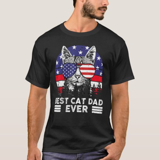 Father Day  Best Cat Dad Ever US Flag Patriotic 4t T-shirt (Voorkant)