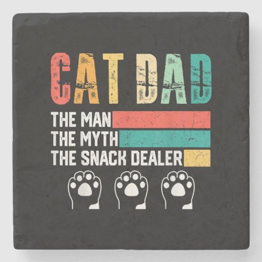 Father Day Cat Dad Stenen Onderzetter (Voorkant)