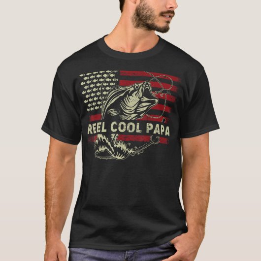 Father Day Dad Fishing 4th of July Reel Cool Pap T-shirt (Voorkant)