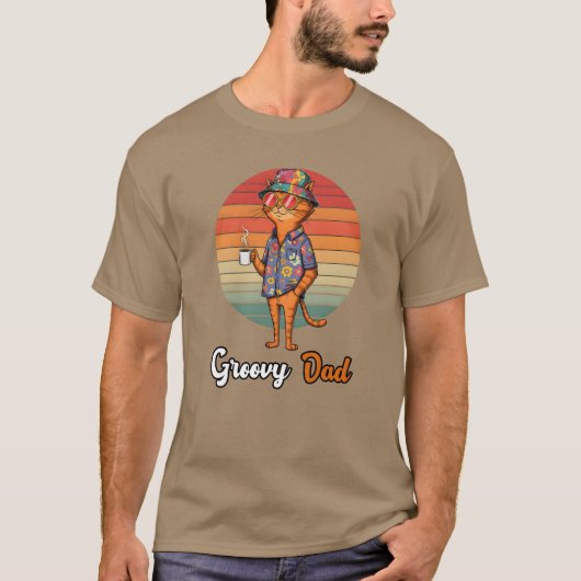 Father Day's Cat Dad Edition Groovy Dad T-shirt (Voorkant)