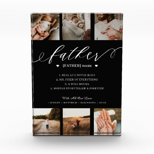 Father Dictionary Definition Photo Collage Black Fotoblokken (Voorkant)