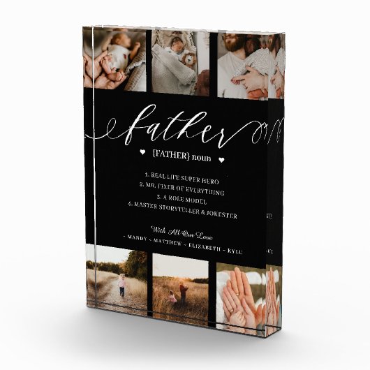 Father Dictionary Definition Photo Collage Black Fotoblokken (Rechts)