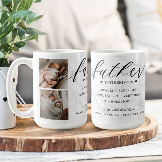 Father Dictionary Definition Photo Collage Marble Koffiemok