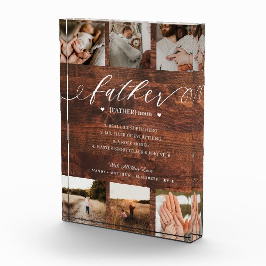 Father Dictionary Definition Photo Collage Wood Fotoblokken (Rechts)