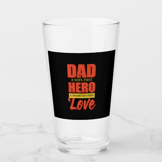 Father Gift | Dad Hero Love Glas (Voorkant)