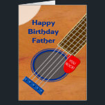 Father Guitar Player Birthday<br><div class="desc">Een verjaardagskaart voor een vader die van de gitaar houdt. Een close-up van een gitaar met een plectrum die in de koorden wordt gekraakt. Op het plein staan de woorden "You Rock". Een verjaardagskaart voor een muzikant die van de gitaar houdt.</div>