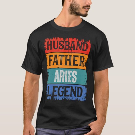 Father Husband ARIES Legend Proud Dad  Retro Papa T-shirt (Voorkant)