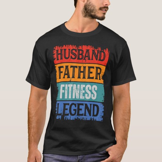 Father Husband FITNESS Legend Proud Dad  Retro Pap T-shirt (Voorkant)