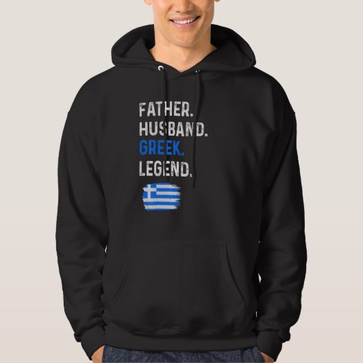 Father Husband Greek Legend Proud Dad Greece Flag Hoodie (Voorkant)
