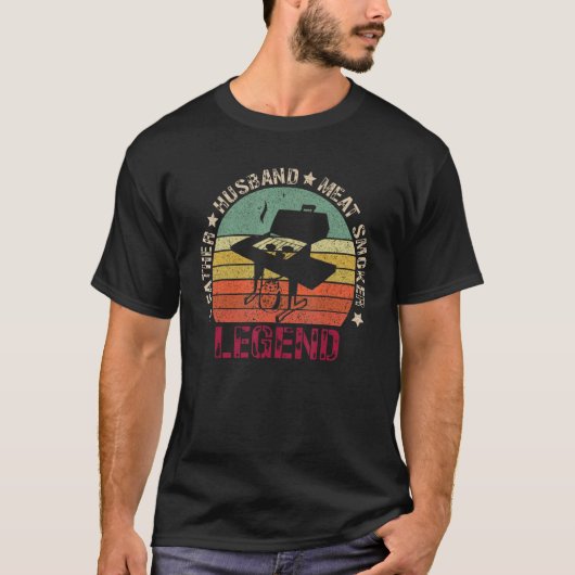 Father Husband Meat Smoker Legend Barbecue Dad Gri T-shirt (Voorkant)