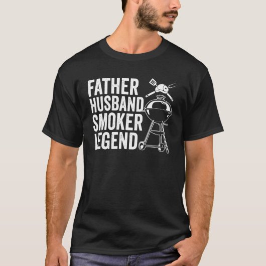 Father Husband Smoker Legend Barbeque T-shirt (Voorkant)