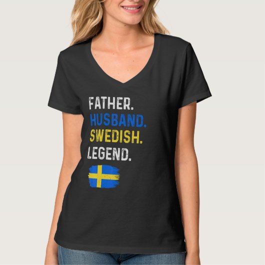 Father Husband Swedish Legend Proud Dad Sweden Fla T-shirt (Voorkant)