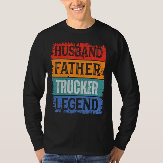 Father Husband TRUCKER Legend Proud Dad  Retro Pap T-shirt (Voorkant)