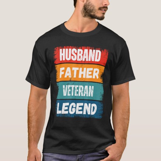 Father Husband VETERAN Legend Proud Dad  Retro Pap T-shirt (Voorkant)