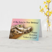 Father-in-Law  Birthday card smiling alligator Kaart (Gele Bloem)