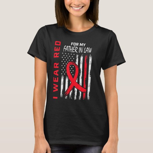 Father In Law Heart Disease Awareness Flag Matchin T-shirt (Voorkant)