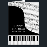Father in Law Piano and Music Birthday<br><div class="desc">A birthday card for a father-in-law who is into piano music. Grote piano met de keys along the bottom of the card. De naam van de muziekfils van de background. A great card for someone who loves music. This is NOT a musical card,  it does NOT play music:</div>