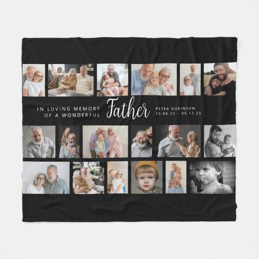 Father Memorial 18 Photo Collage Fleece Deken (Voorkant (Horizontaal))