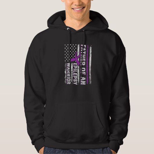 Father of a Warrior Epilepsy Purple Ribbon Support Hoodie (Voorkant)