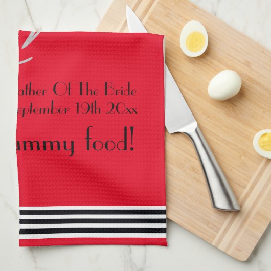 Father Of Bride Gift Monogram Name Rustic Chic Red Theedoek (Quarter Fold)