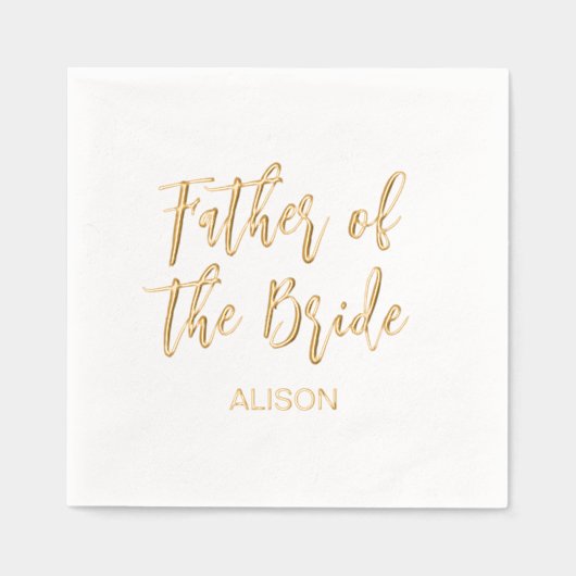 Father of the Bride Gold White  Folie Servetten (Voorkant)