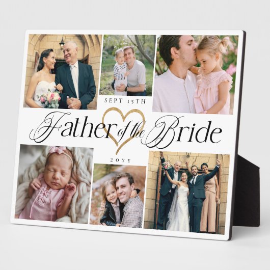 Father of the Bride Heart Then Now Photo Collage Fotoplaat (Zijkant)