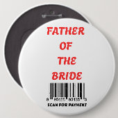 Father of the Bride  Ronde Button 6,0 Cm (Voorkant /achterkant)