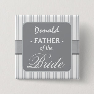 FATHER OF THE BRIDE Trendy Pin Stripe Pattern A08 Vierkante Button 5,1 Cm