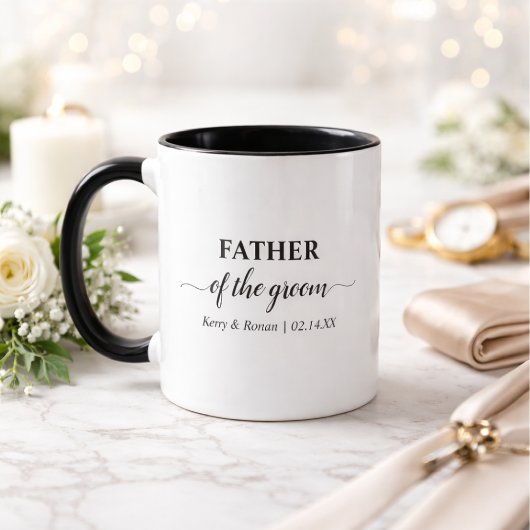 Father of the Groom Black and White Personalized Mok