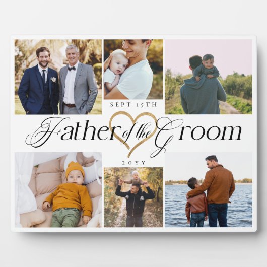 Father of the Groom Heart Then Now Photo Collage Fotoplaat (Voorkant)