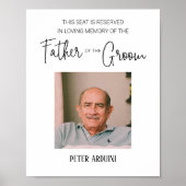 Father of the Groom Reserved Seat Wedding Memorial Poster (Voorkant)