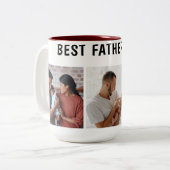Father Photo Collage Custom Giant Tweekleurige Koffiemok (Voorkant links)