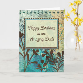 Father’s Birthday Strong Teal and Brown Abstract Kaart