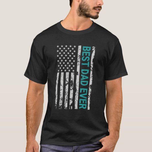 Father s day Best dad ever with US american flag 2 T-shirt (Voorkant)