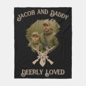Father Son Deer Hunting Deerly Loved Photo & Name Fleece Deken (Voorkant)