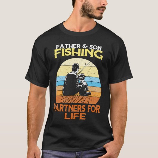 Father Son Fishing Partners For Life Retro Matchin T-shirt (Voorkant)