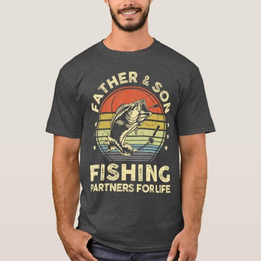 Father Son Matching Fishing Funny Bass Fish Dad fa T-shirt (Voorkant)