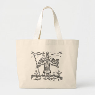 Father Time met Scythe en Hourglass Grote Tote Bag