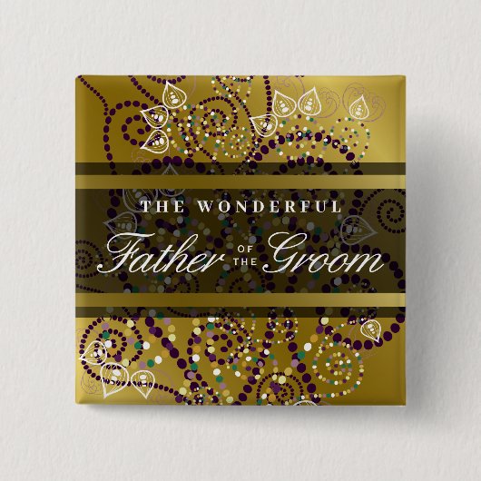 FATHER VAN DE GROOM Boho Spirals Wedding Button (Voorkant)