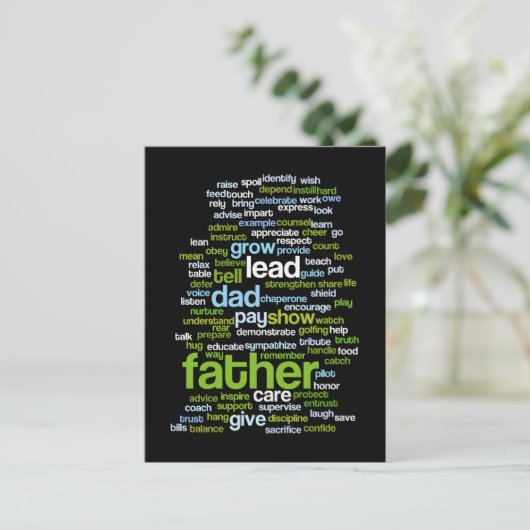 Father Word Cloud Briefkaart (Staand voorkant)