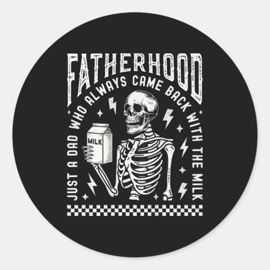 Fatherhood Just A Dad Who Came Back With The Milk  Ronde Sticker (Voorkant)