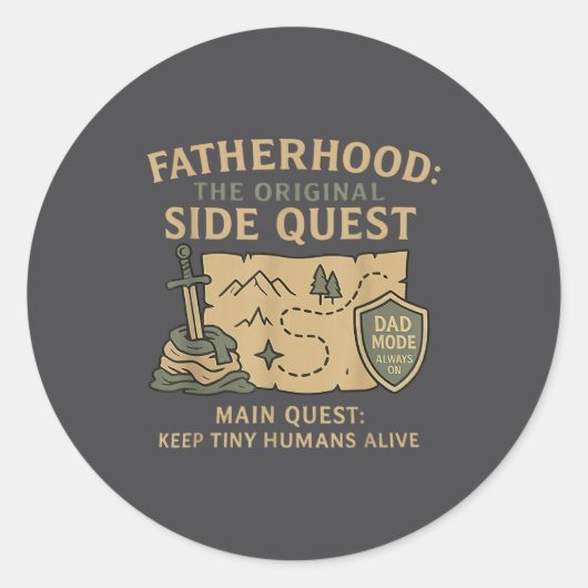 Fatherhood The Original Side Quest Dad Mode  Ronde Sticker (Voorkant)