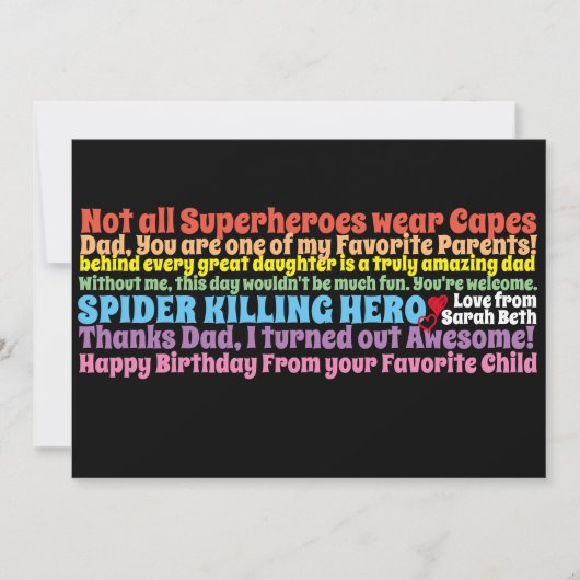 Fathers Birthday Funny Quotes wil van Dochter Kaart (Voorkant)