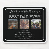 Fathers Dag Beste pap in Black Drie Foto Muismat (Voorkant)