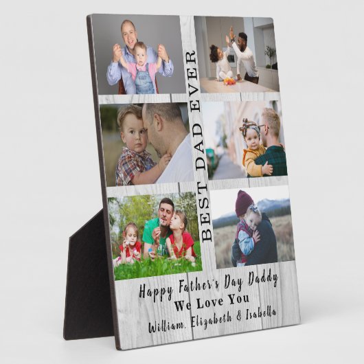 Fathers Dag Beste pap ooit 6 Foto Collage wood Fotoplaat (Zijkant)