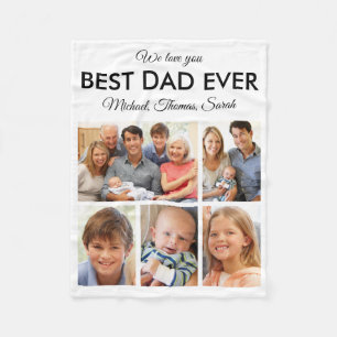 Fathers Day Best Dad ever Trendy Photo Collage Fleece Deken