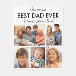 Fathers Day Best Dad ever Trendy Photo Collage Fleece Deken