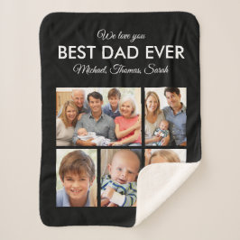 Fathers Day Best Dad ever Trendy Photo Collage Sherpa Deken